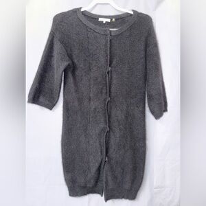 Minnie Rose Black Raccoon Rabbit Hair Wool Sweater Cardigan Size XS